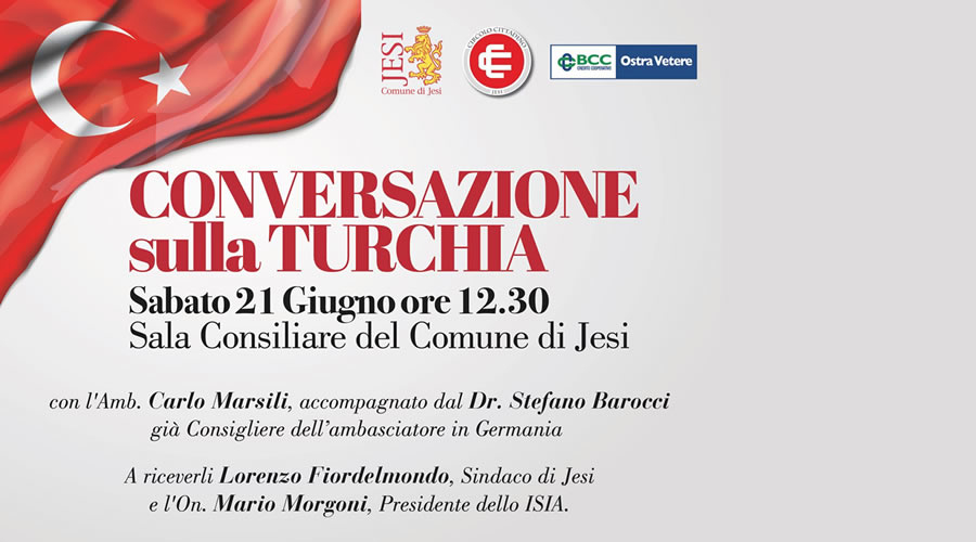 Jesi ospita “Conversazione sulla Turchia”: sabato 21 giugno nella Sala Consiliare